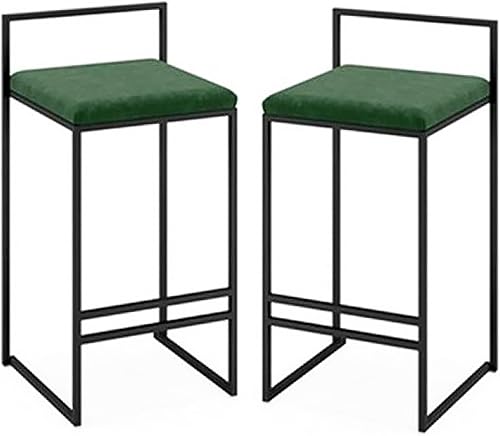 QQXX Bar Stools 2-PackCounter Height Barstools with Backrest FootrestVelvet Padded Bar Chairs with Metal Basefor Kitchen Breakfast Pub Cafe Home
