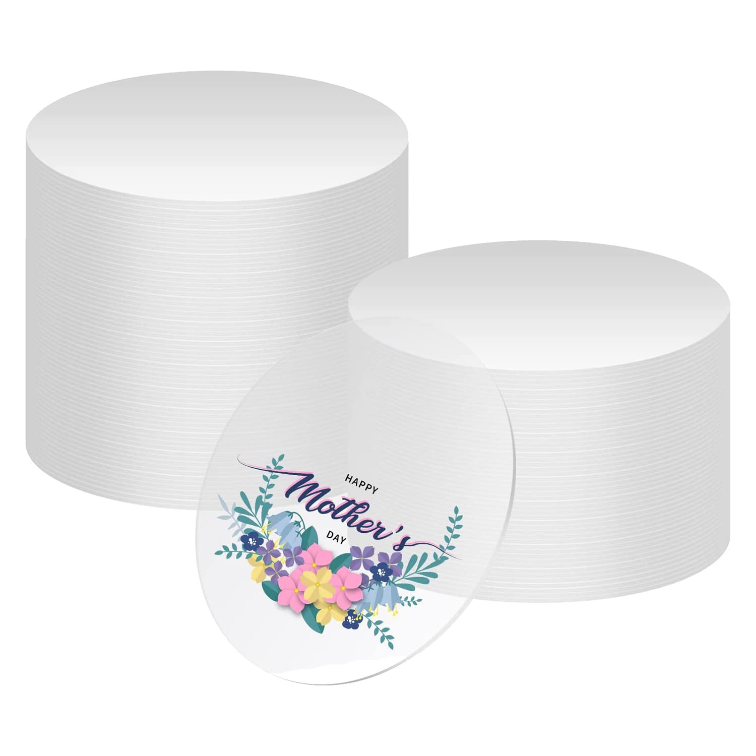 ZyfroaaQ 50PCS Clear Circle Acrylic, 4 Inch Acrylic Circle Blanks for Milestone Markers, Name Cards, for Cutting and Engraving