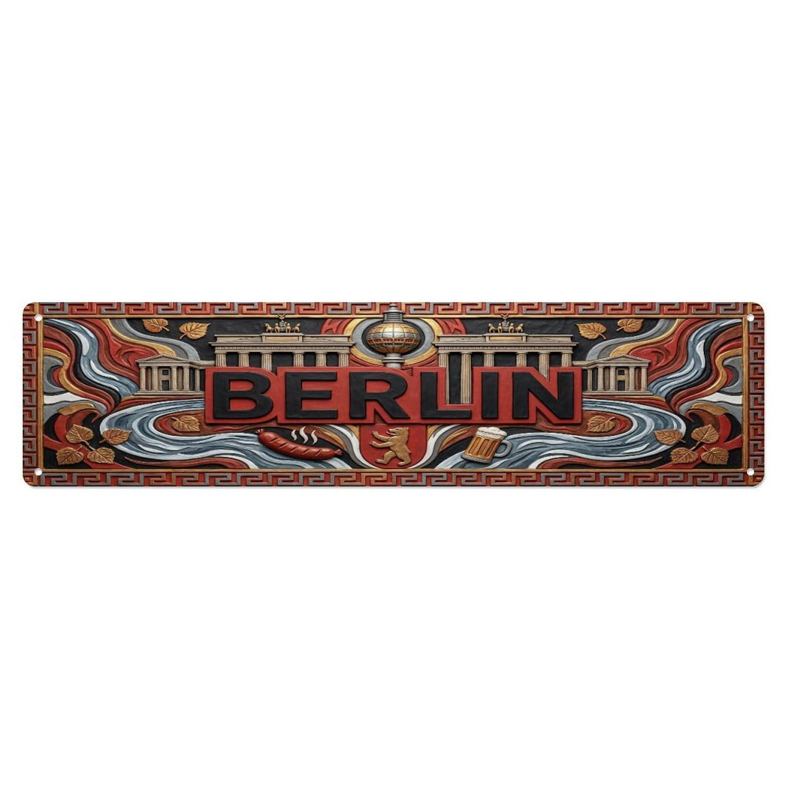 Xanthor Style Metal Tin Sign Vintage Berlin Germany Flag Pattern