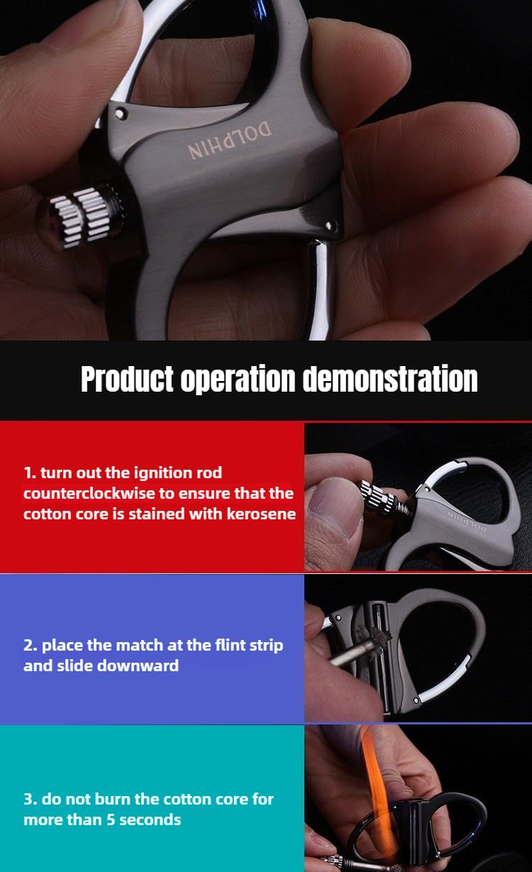 Multi-Function Kerosene Lighter Keychain with 10,000-Strike Fire Starter, Waterproof Outdoor Belt Clip (Black * 2PACK)