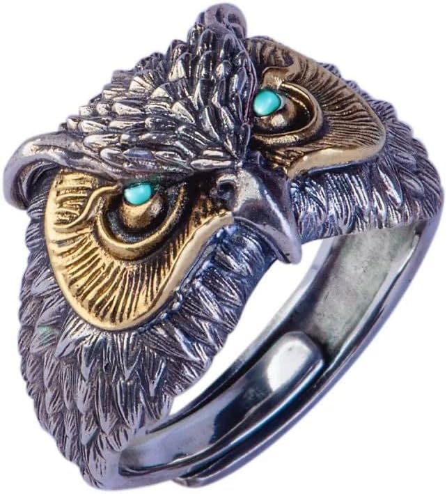 Stylish Ring For Boys Owl Face Stainless Steel Retro Vintage Punk Rings Silver Finger Ring For Men Boys Girls Adjutable Ring Unisex Rings Anniversary Gift Birthday Gift Fashion Jewellery