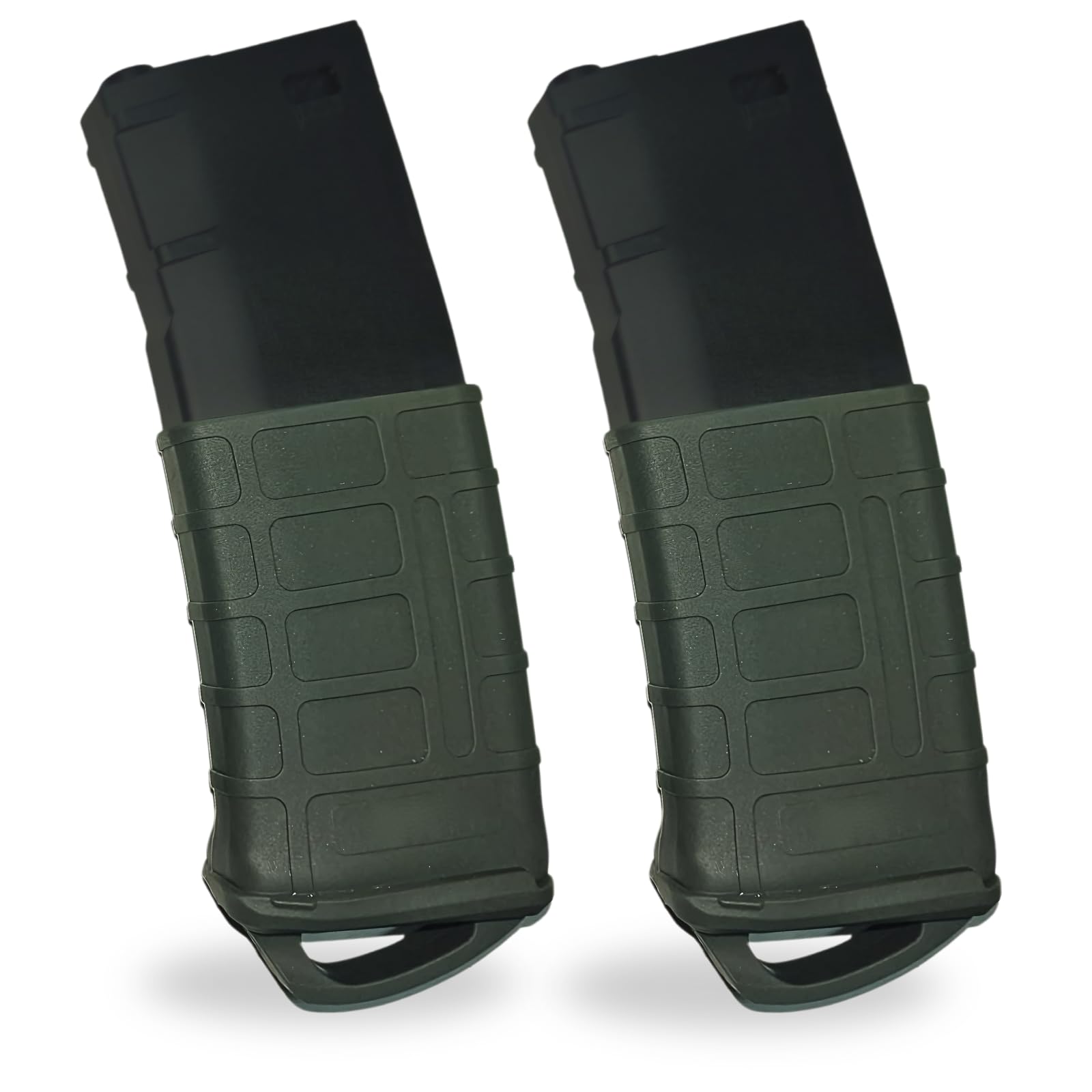 Sibo - Fundas Protectores (Pack de 2) para Cargadores Airsoft AR/M4/M16 (STANAG/PMAG) – Silicona Antideslizante, Extracción Rápida, Compatibles Mid/Hi/Low/Real-Cap (Verde)