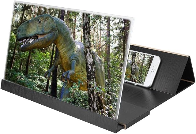 14 inch Phone Screen Magnifier, 2~3X Magnify Foldable HD Video Display Projector Enlarged Amplifier Magnifying with Lazy Bracket for All Smartphone(Black)