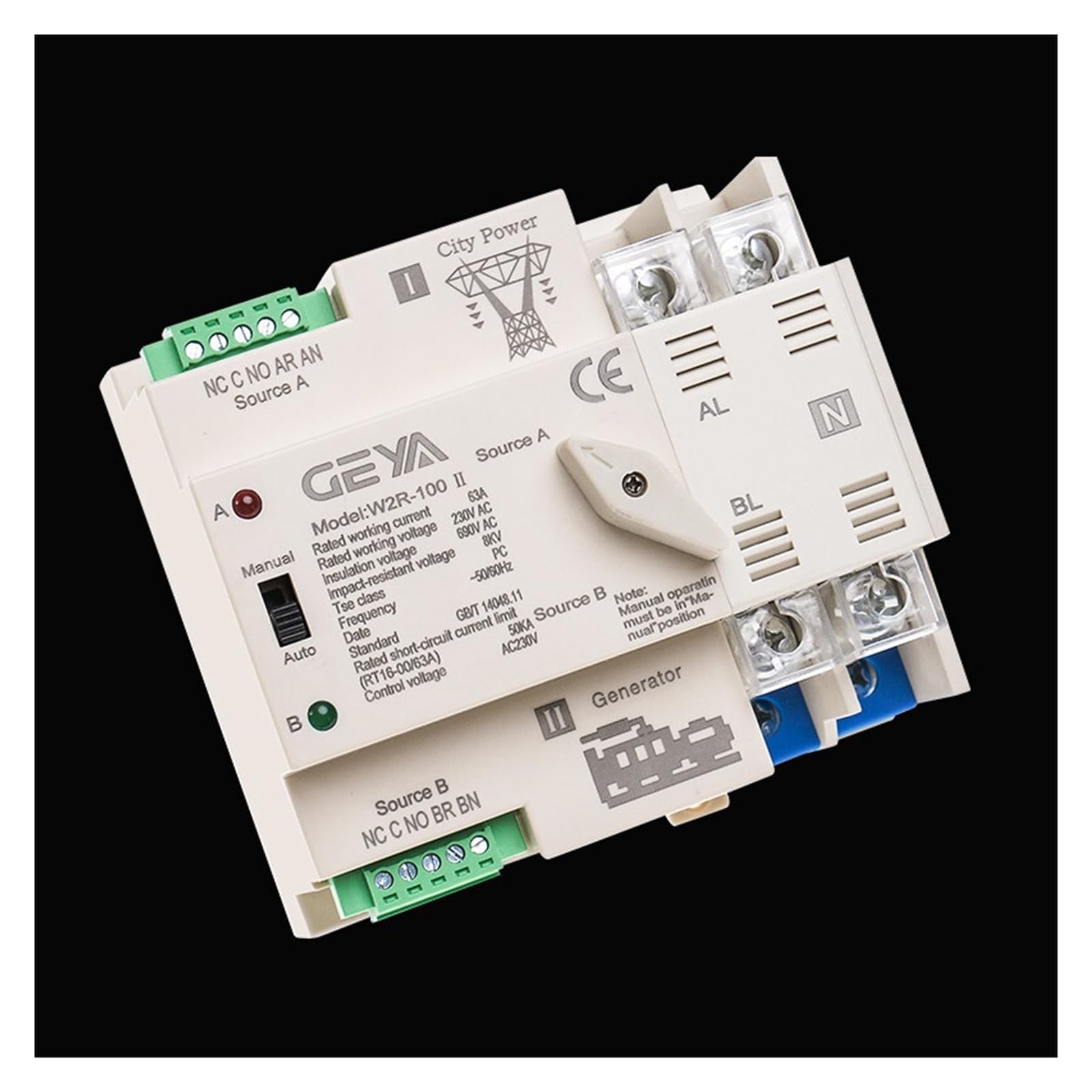 Commutateur ATS 2P Basculement Automatique Instantané 100A