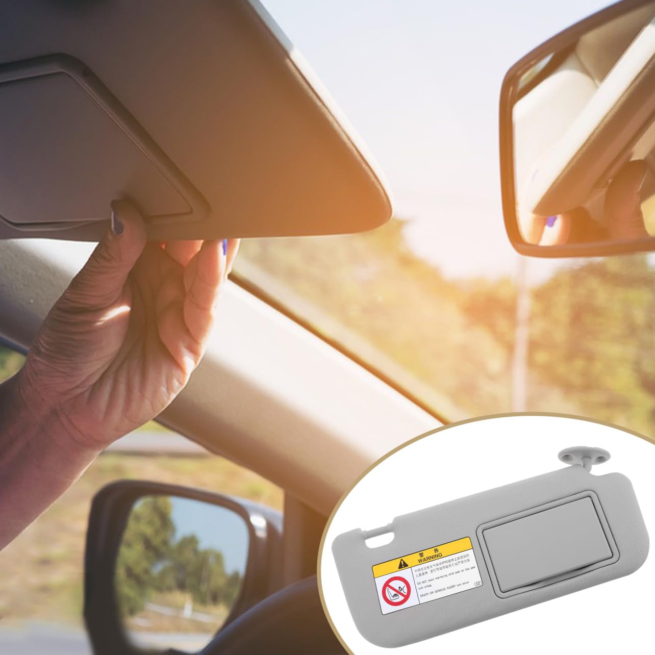 Ciieeo Visera Solar para Coche Lado Derecho con Espejo De Maquillaje Instalación Fácil Parasol Interior Automotriz Ajuste Cómodo para Varios Vehículos