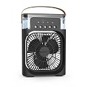 Mabron Portable USB Air Cooler Fan with Water Cooling & Mist Function, 3 Speed Personal Desk Fan, 7 Color LED Light, 1/2/3 Hour Timer, 60° Adjustable Mini Air Cooler for Home, Office & Travel gallery image