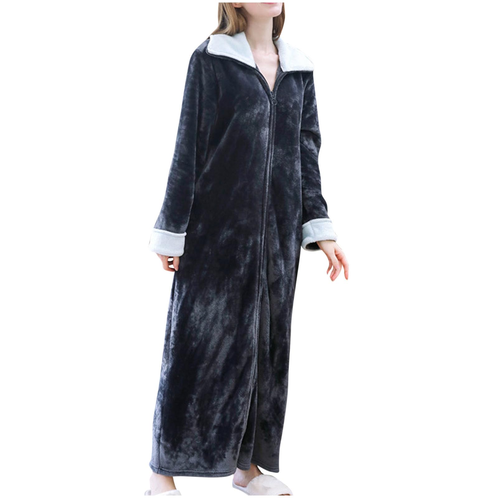 Buy HAOLEI Ladies Fluffy Dressing Gown Super Soft Loungewear Zip Robe