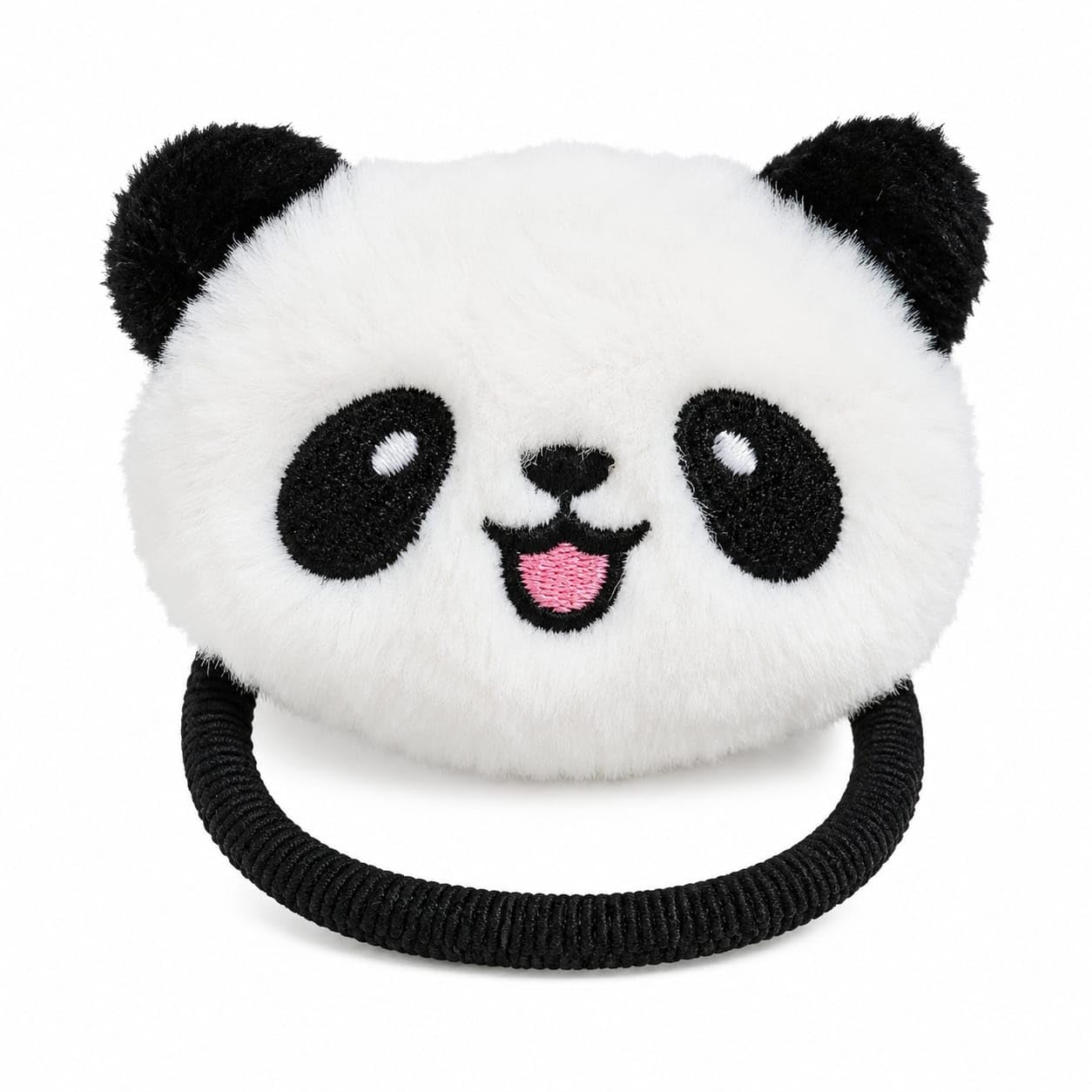 Panda Plush Hair Tie with Strong Stretchable Elastic Band pack of 1 | Embroidered Panda Face, Soft & Fluffy Material, Pack of 2, Kids, Girls & Women, Handmade-image-41