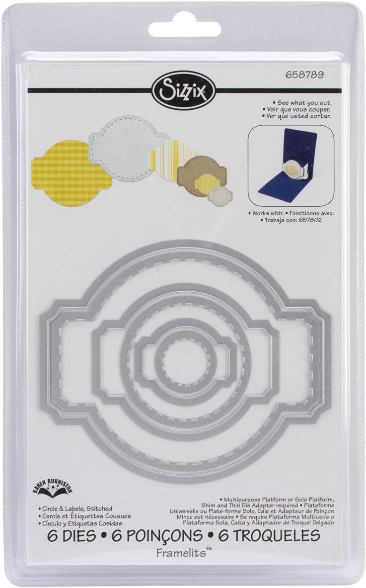 Amazon.co.jp Sizzix Framelits Dies 6/PkgStitched Circle & Labels (並行