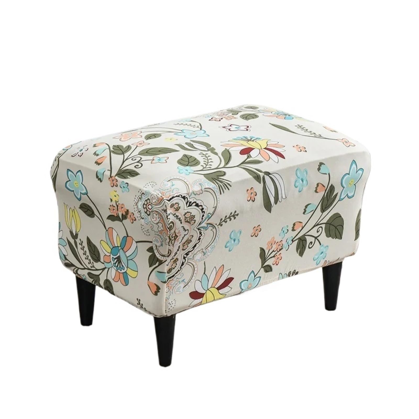 GCYEIDMA Wing Chair Slipcover Flowers Wing Chair Cover Sloping Back Armchair Covers Elastic Slipcover Wingback Sofa(B10 Stool Cover)