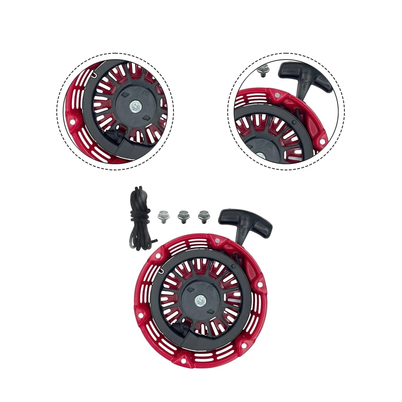 Conjunto de Arranque por Retroceso de Repuesto Compatible con Motores GX160 y GX200 Incluye trinquetes de Varilla de Acero y Kit de Cuerda de tracción