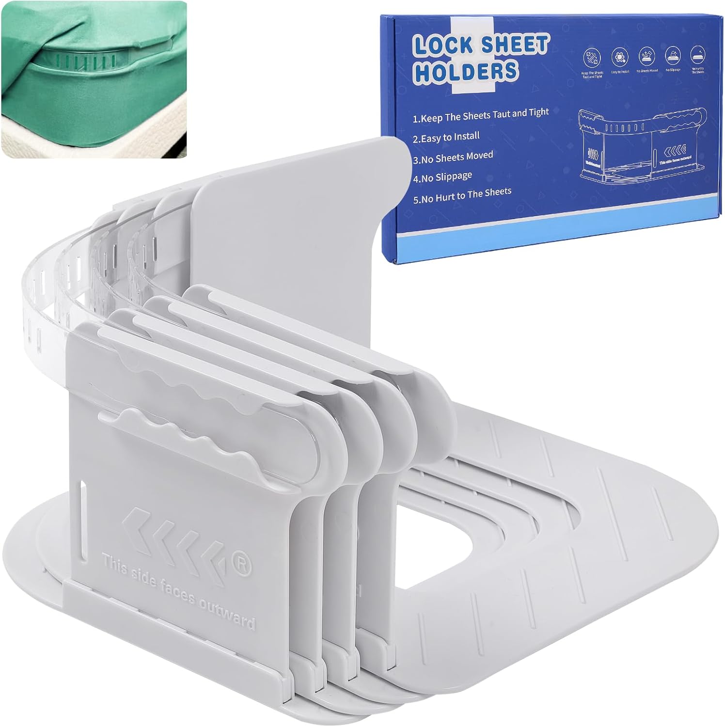 Bed Sheet Holder Straps Hold The Sheets in Place, Enhanced Bed Sheet Clips Keep The Sheets on and Taut Fit, Easy Installation