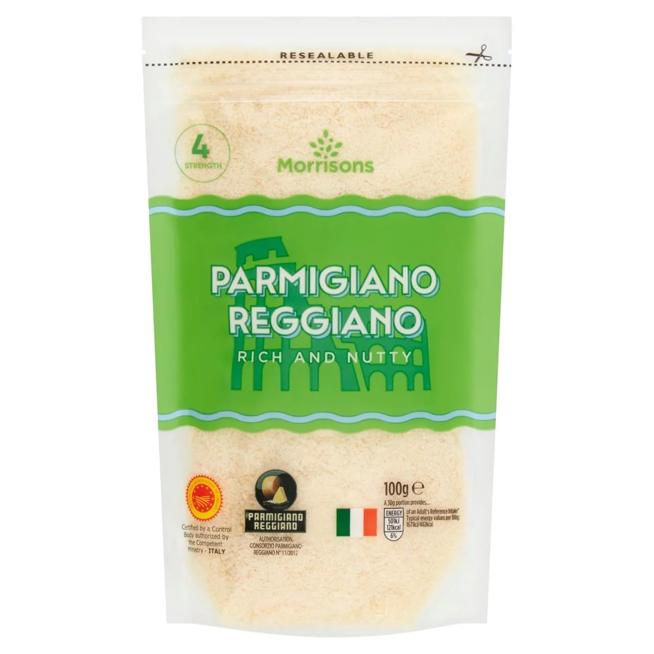 Morrisons Grated Parmigiano Reggiano Cheese, 100g