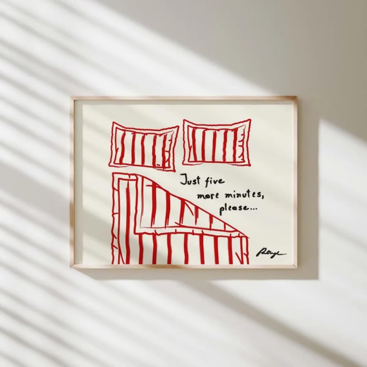 AEFOUU Ancora cinque minuti per favore Stampa su tela Resta a letto, poster moderno, stampe artistiche divertenti, decorazione da parete per camera da letto, 50x60 cm