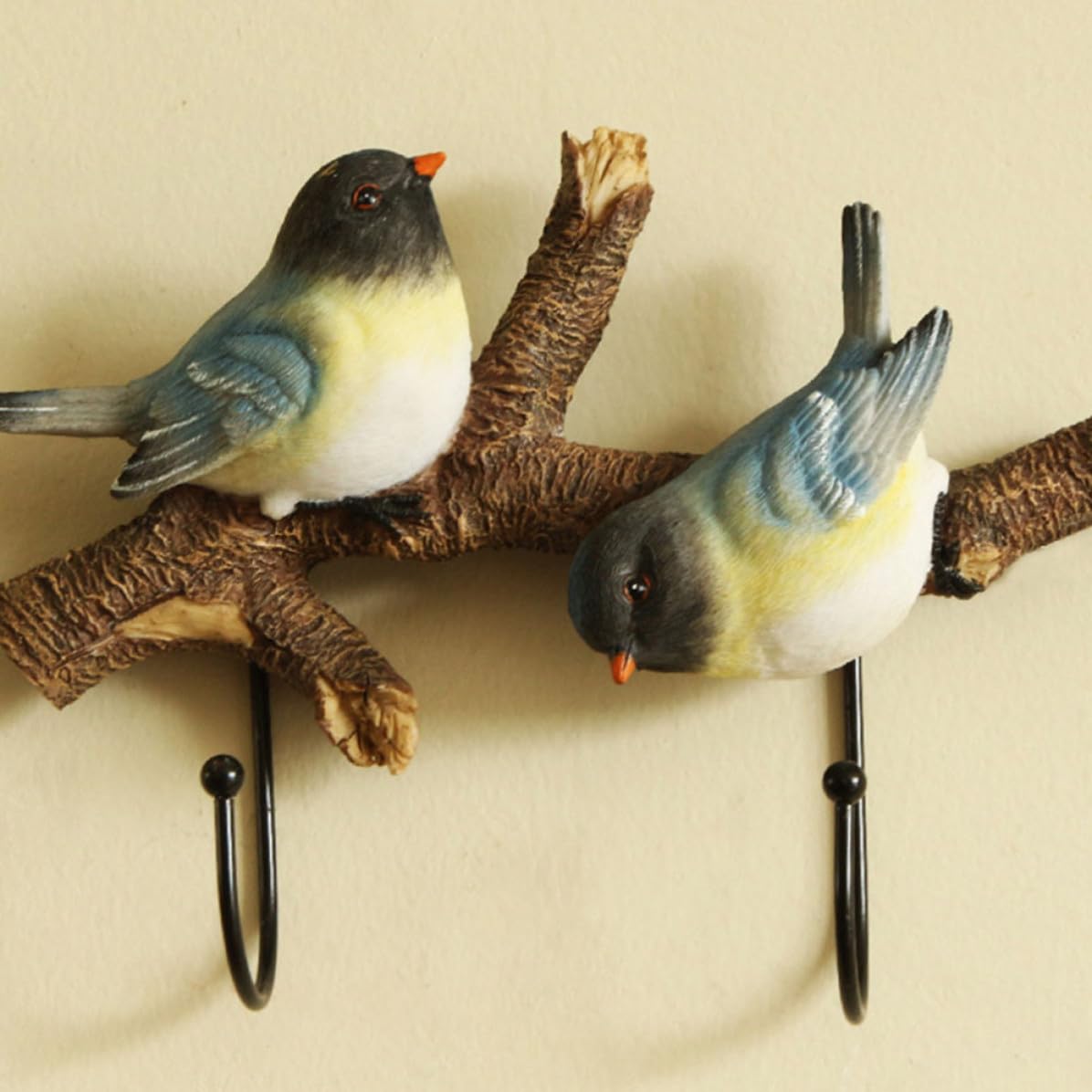 HEALLILY Gancho para Pared Forma de Pájaro de Resina y Hierro, Gancho Decorativo para Abrigos y Bolsos, Adecuado para Organización Hogar y Decoración de Jardín