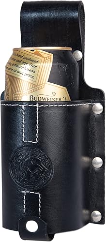 Miniatura 5 de Hulara Funda de cerveza de cuero pulido de grano completo para hombre, hebilla de cinturón de viaje de vaqueroal aire libre