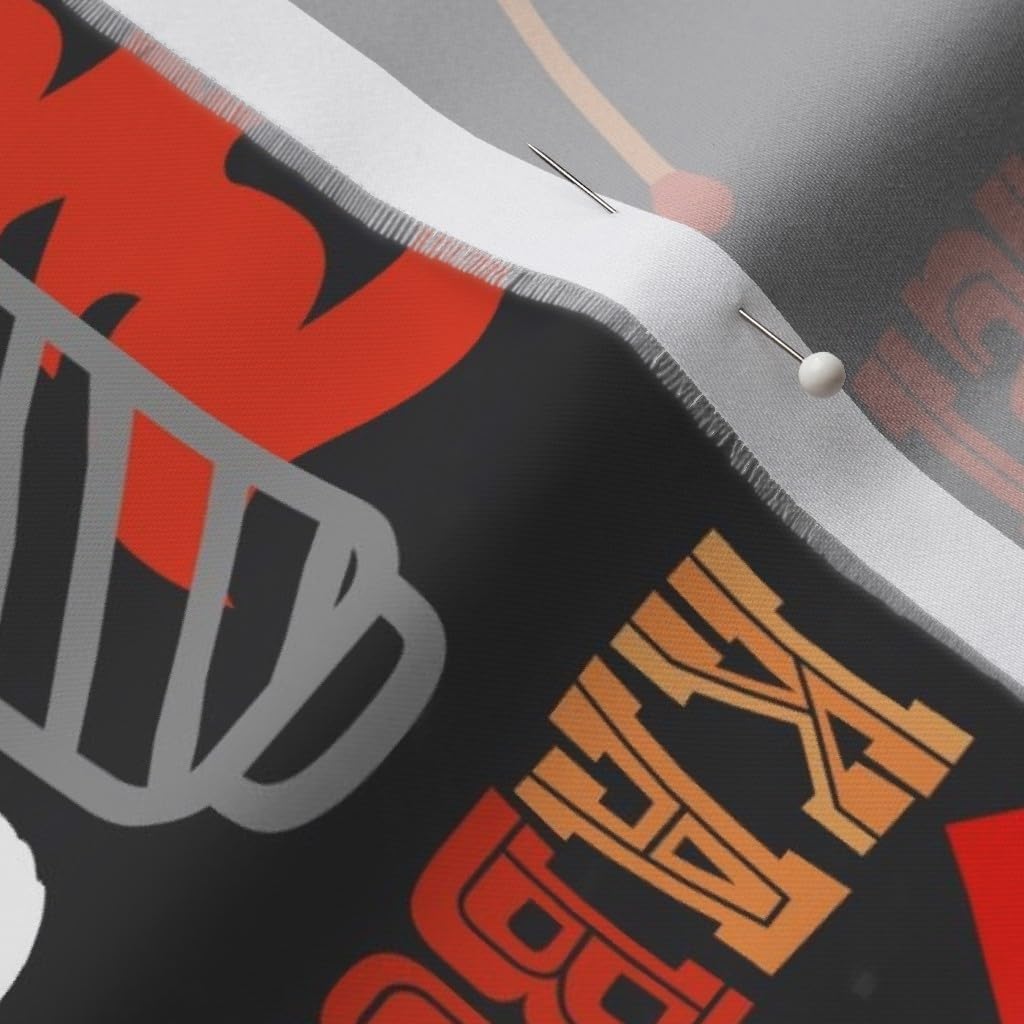 Spoonflower Fabric - Black Summer BBQ Fire Printed on Organic Cotton Sateen Fabric by The Yard - Sewing Quilting Apparel Home Decor