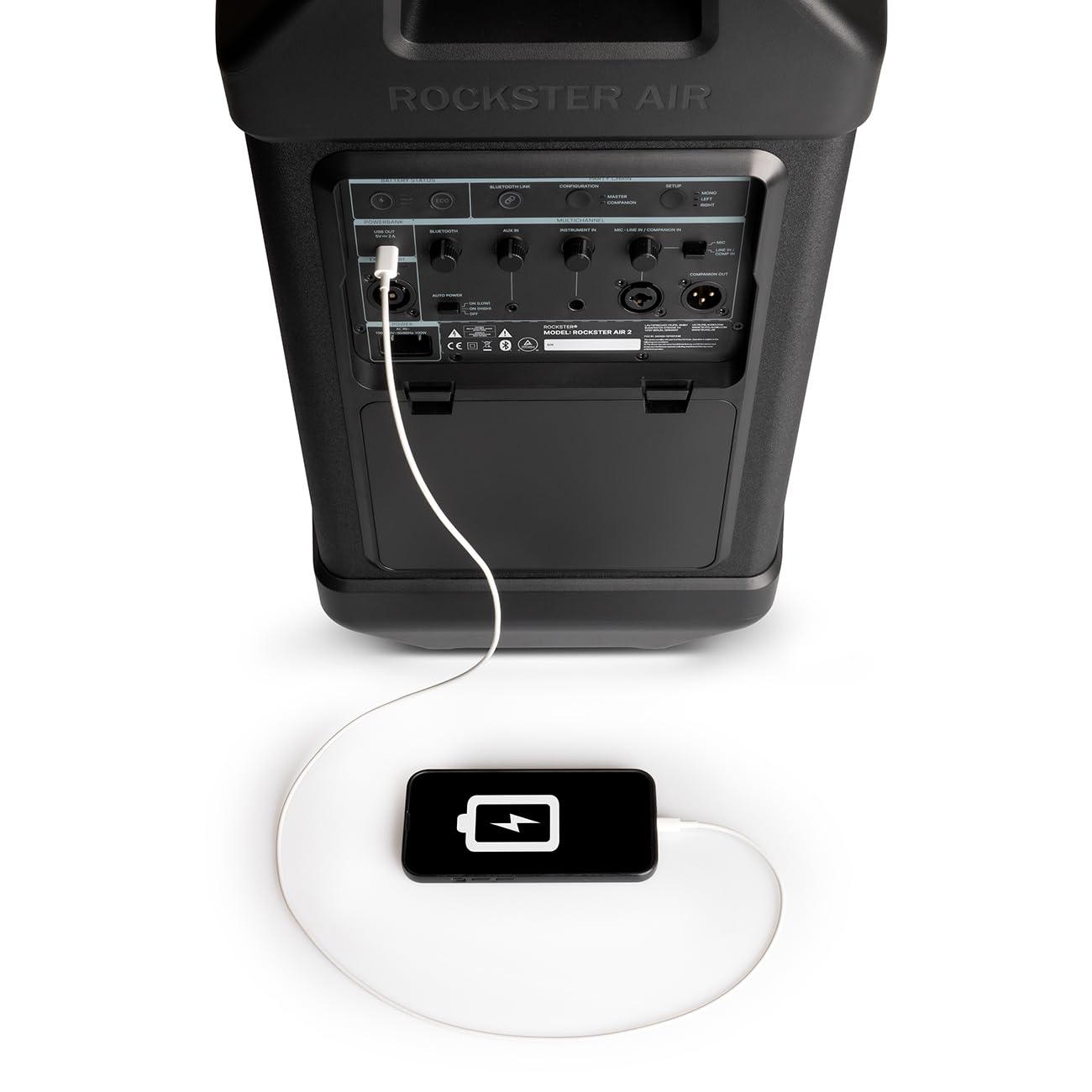Teufel Fender x ROCKSTER AIR 2 - Großer Tragbarer Bluetooth Lautsprecher - Leistungsstarker Mobiler Party Speaker mit Langer Akkulaufzeit (58 h), Instrumentenanschlüsse, DJ, Mikro - Steel Black