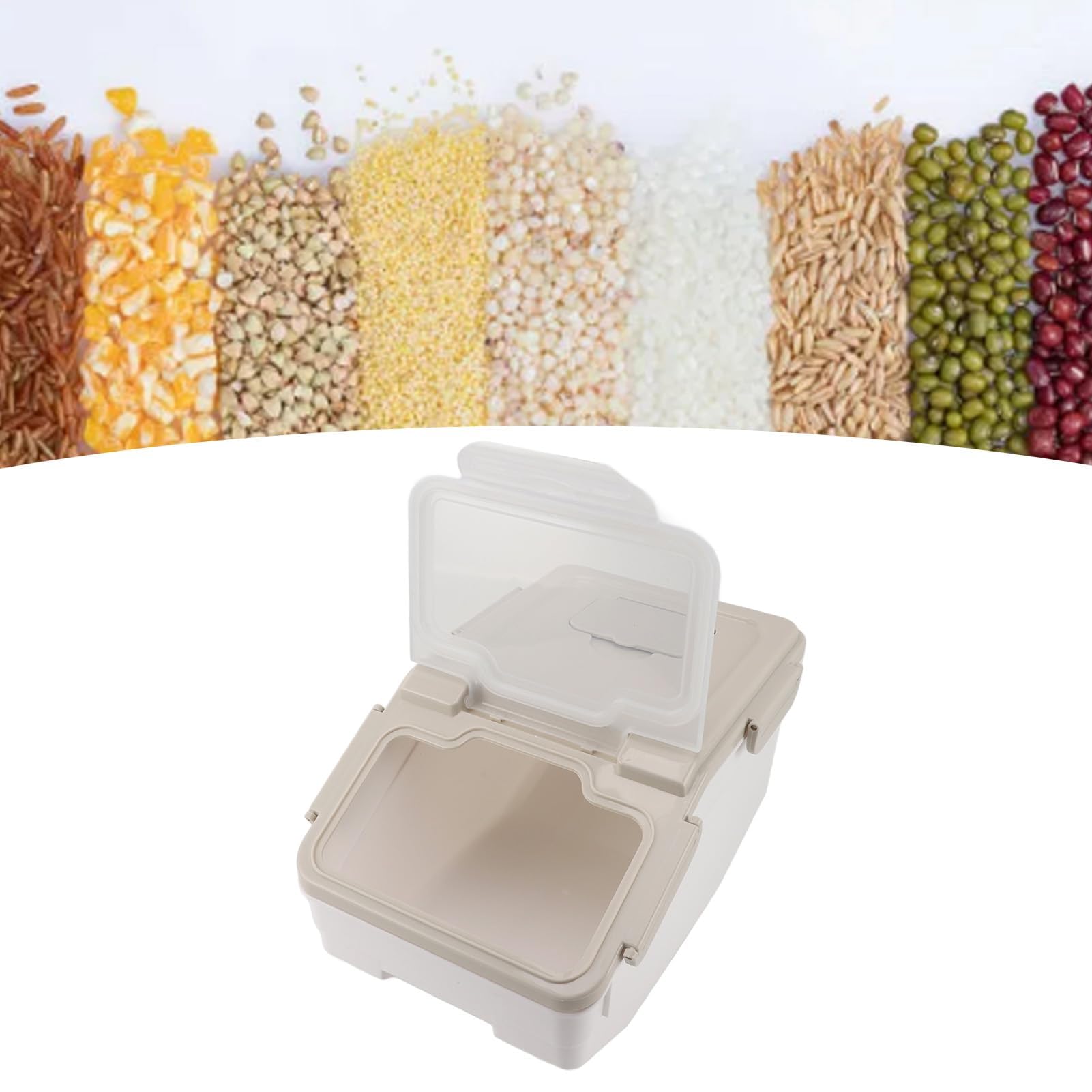 Contenedor de Almacenamiento de Arroz con Tapa, Impermeable, Espesado, Incluye Taza Medidora, para Cocina