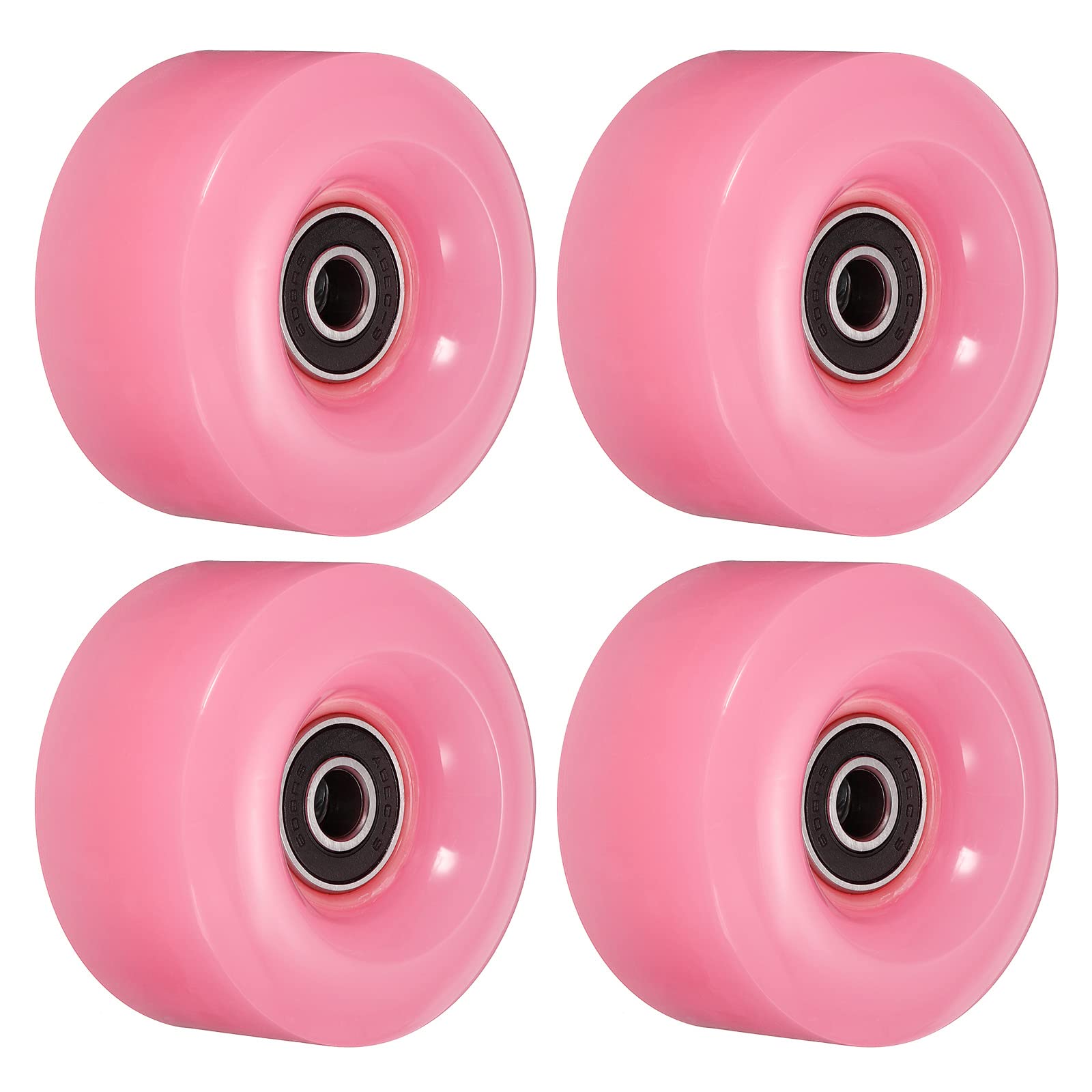 PATIKIL 32 x 58mm Roller Skate Wheels with Bearings, 4 Pack 82A Quad Skate Replacement for Double Row Skate Skateboard Indoor or Outdoor, Pink
