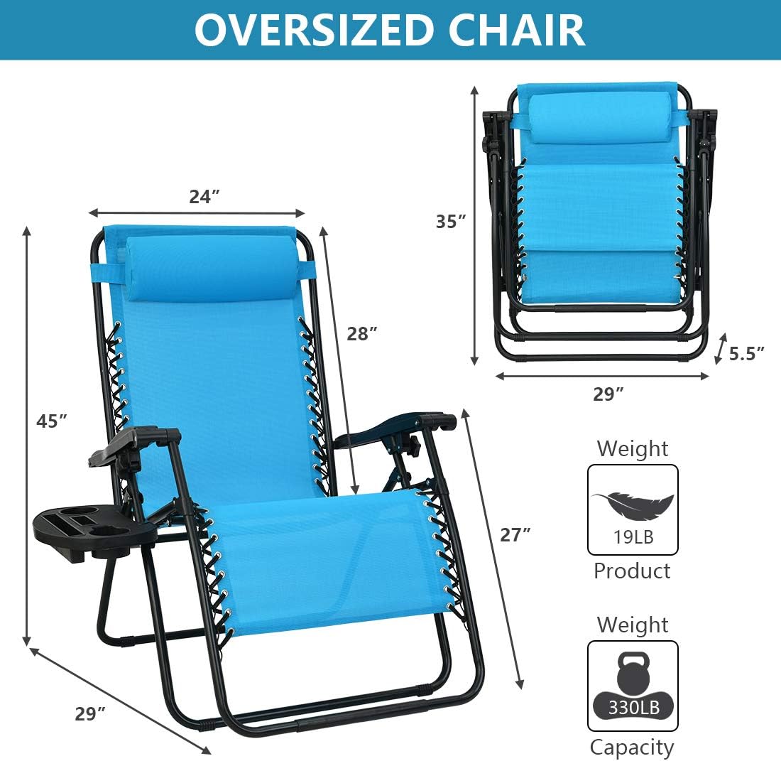 Buy Patio Watcher Oversized Zero Gravity Chair Folding Recliner Chair With Cup Holder Accessory Tray And Removable Pillow For Outdoor Yard Porch Blue 1 Chair Online In Indonesia B08qmf2s31