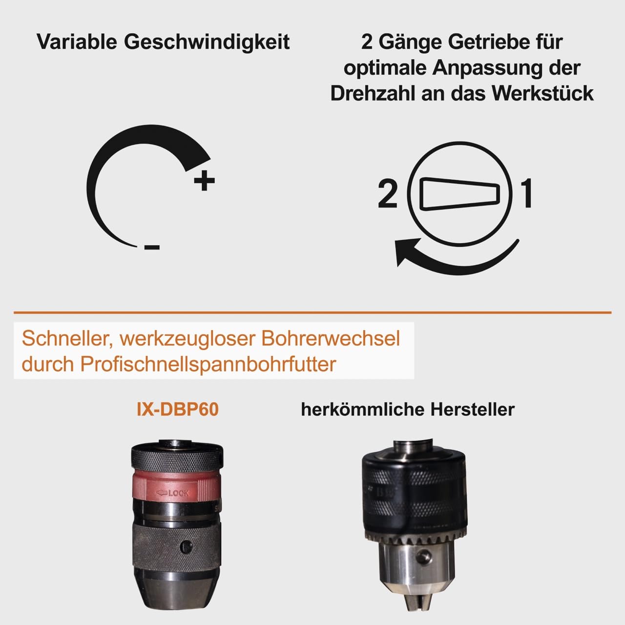 IXES Tischbohrmaschine IX-DBP60 | Digitaldisplay | LED-Licht & Laser | Bohrfutter 1,5 13mm | 710 W | 2-Gang Bohrmaschine mit variabler Drehzahl: 170 880/490 2600 min-1