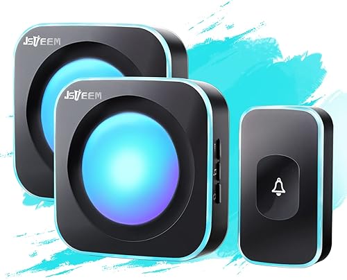 Timbre inalámbrico de 1200 pies, impermeable, timbres y timbres inalámbricos con luz LED flash, 36 melodías, 4 niveles de volumen para oficina en