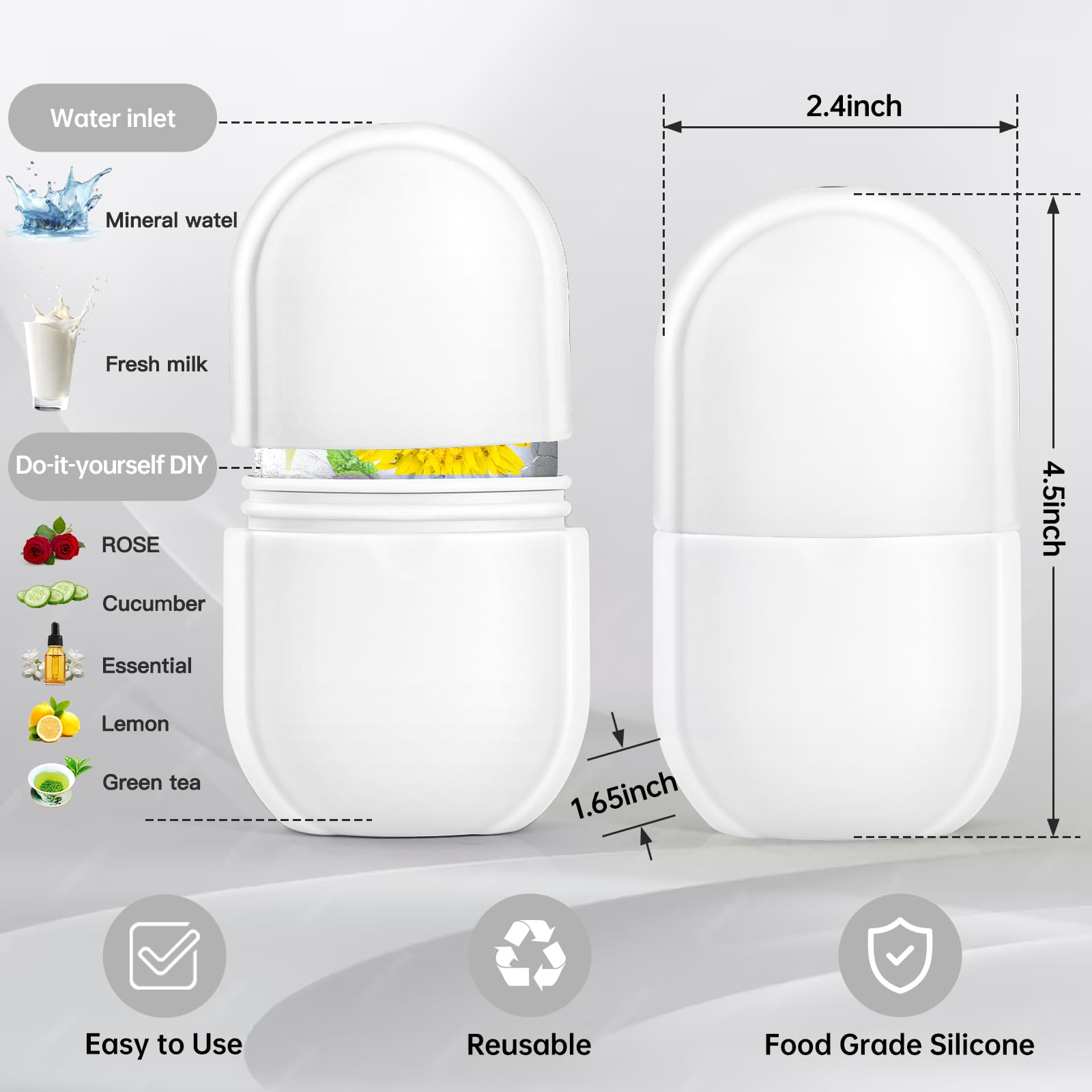 Eisroller für Gesicht und Augen, verbesserter Eis-Gesichtsroller, Gesichtsschönheit, Eisroller, Hautpflege-Werkzeuge, Eiswürfel, Gua-Sha-Gesichtsmassage, Silikon-Eisform für Gesichtsschönheit (weiß)