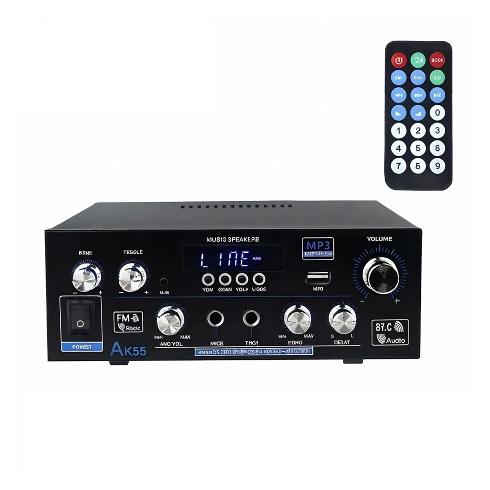 Wzmacniacz audio, Wzmacniacz cyfrowy HiFi Kanał 2.0 Bluetooth Surround Sound AMP Maksymalna moc 90 W x Głośnik do domu, karaoke