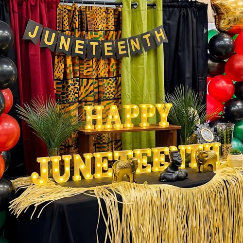 Honoson 15 Pcs 6.5 Inch Juneteenth Party Decorations Happy Juneteenth LED Letter Lights Sign Lights Table Decoration for Freedom Day American Independence June 19th 1865 Celebration Home Office Decor — view 2