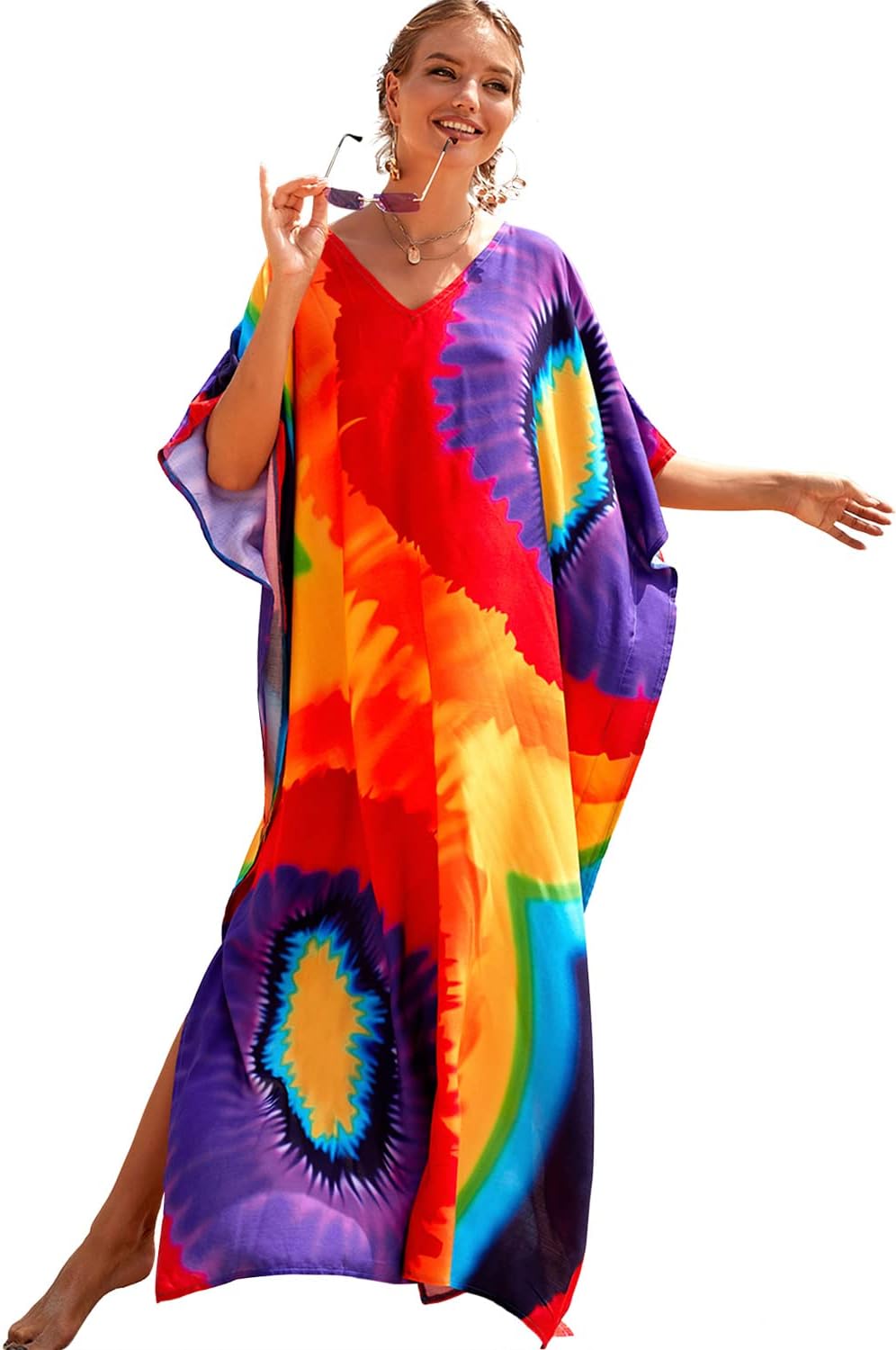 CHERRY CAT Women Beachwear Long Beach Coverups Kaftan Casual Caftan Swimwear Cover ups