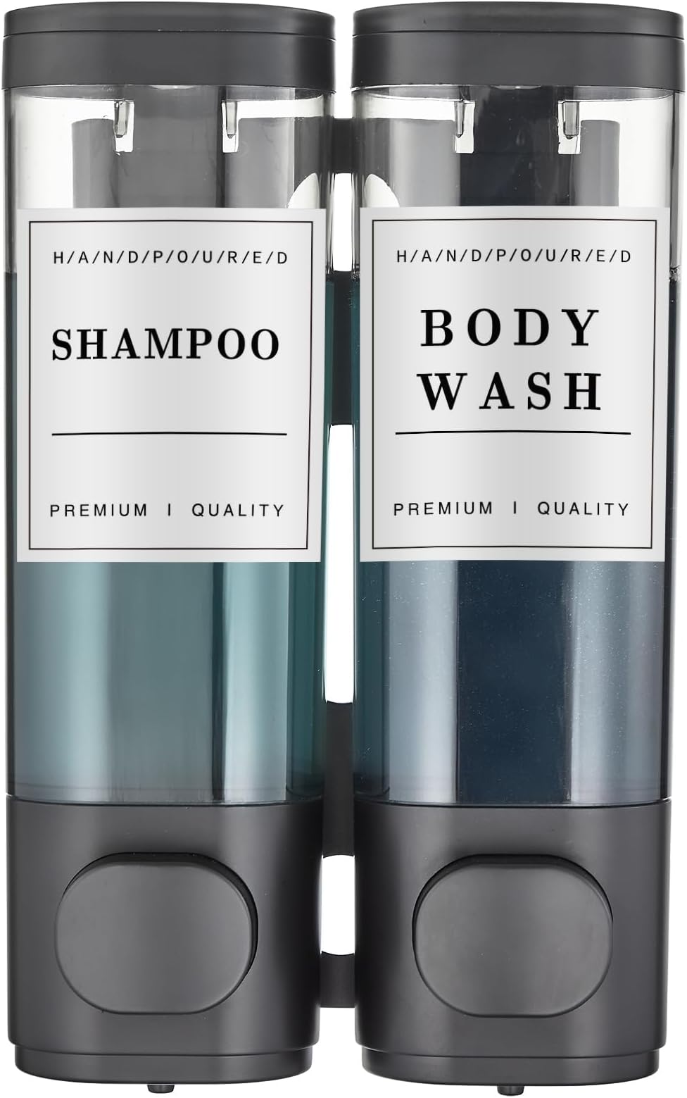 Shampoo and Conditioner Dispenser,Unisense Shower Soap Dispenser 2 Chamber No Drill Wall-Mounted Shampoo Dispenser for Shower Wall Mounted Shower Dispenser for Bathroom Hotel Large Capacity,Black