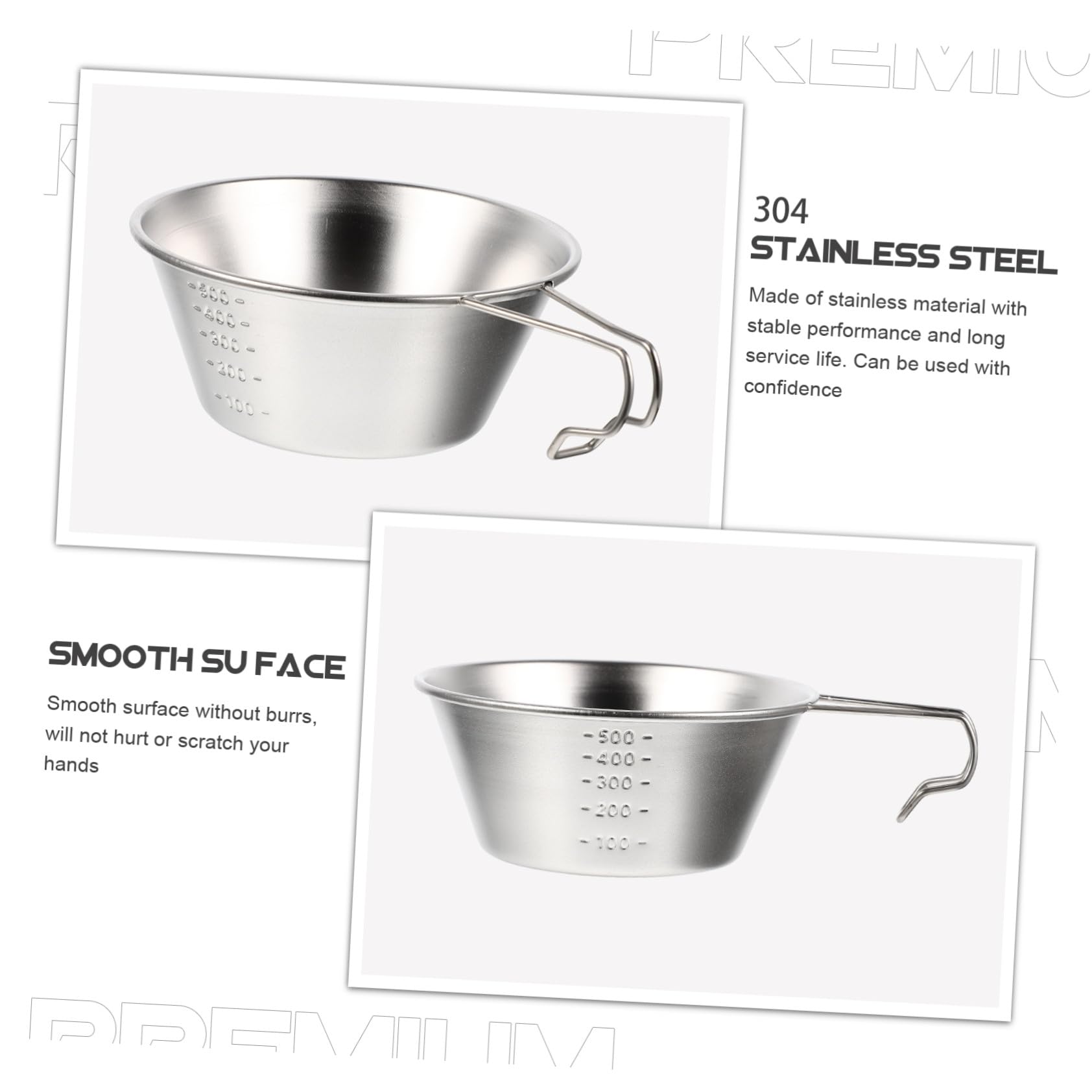 3stücke Edelstahl Camping Schalen Wasserbecher Multifunktional Für Outdoor Reisen Grillen Picknick Wandern Camping Zubehör