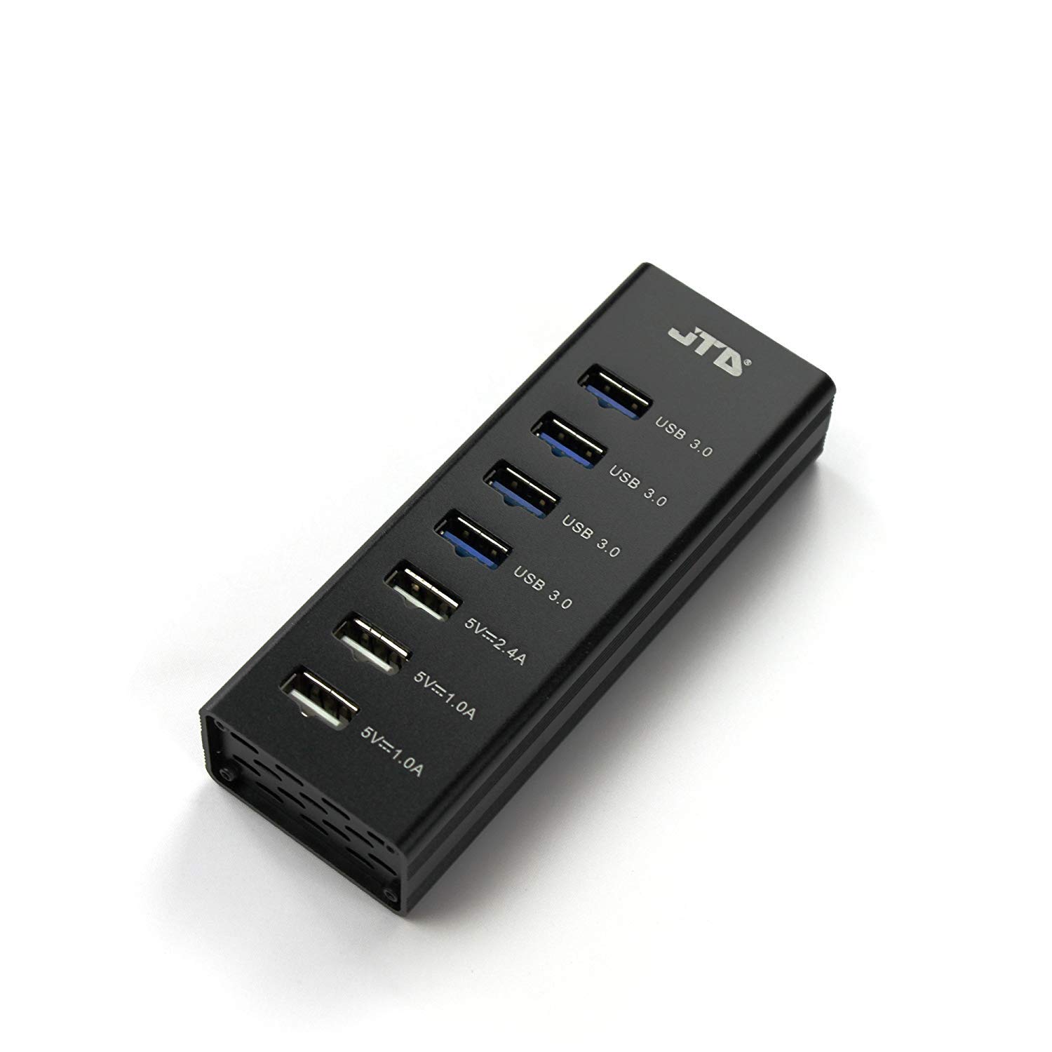 JTD USB 3.0 Hub 4-Port Portable Aluminum charging and Data Hub 3-Foot USB 3.0 Cable Silver 4-Port + 3 Port Charger
