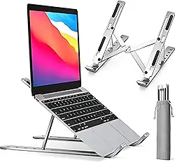 Suporte De Alumínio De Luxo Para Notebook Ajustável Com 6 Ângulos Ajustáveis - Dobrável E Ergonômico Para Desktop Portátil Compatível Com Macbook, Ipad, Hp, Dell (ETC) 10-17' - Linha Premium