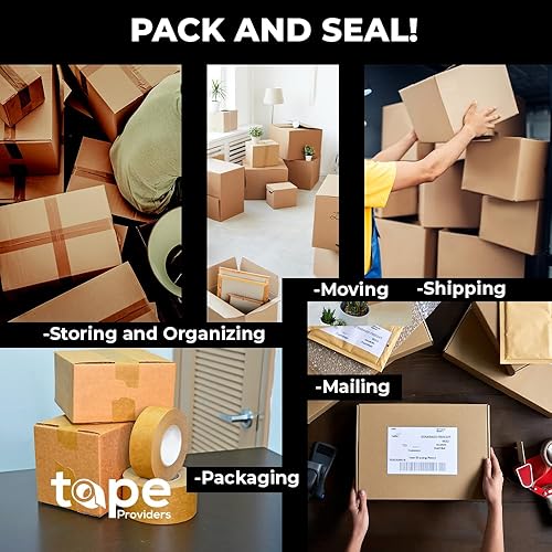 Miniatura 4 de WOD PFKT7 - Cinta de sellado de cartón con parte trasera plana, 12 pulgada x 60 yardas, para embalaje, mudanza, envío o cajas de almacenamiento