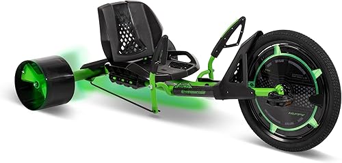 Huffy Green Machine - Triciclo de deriva de 20 pulgadas, diseño ergonómico elegante, asiento ajustable, marco de acero duradero, fácil de operar,
