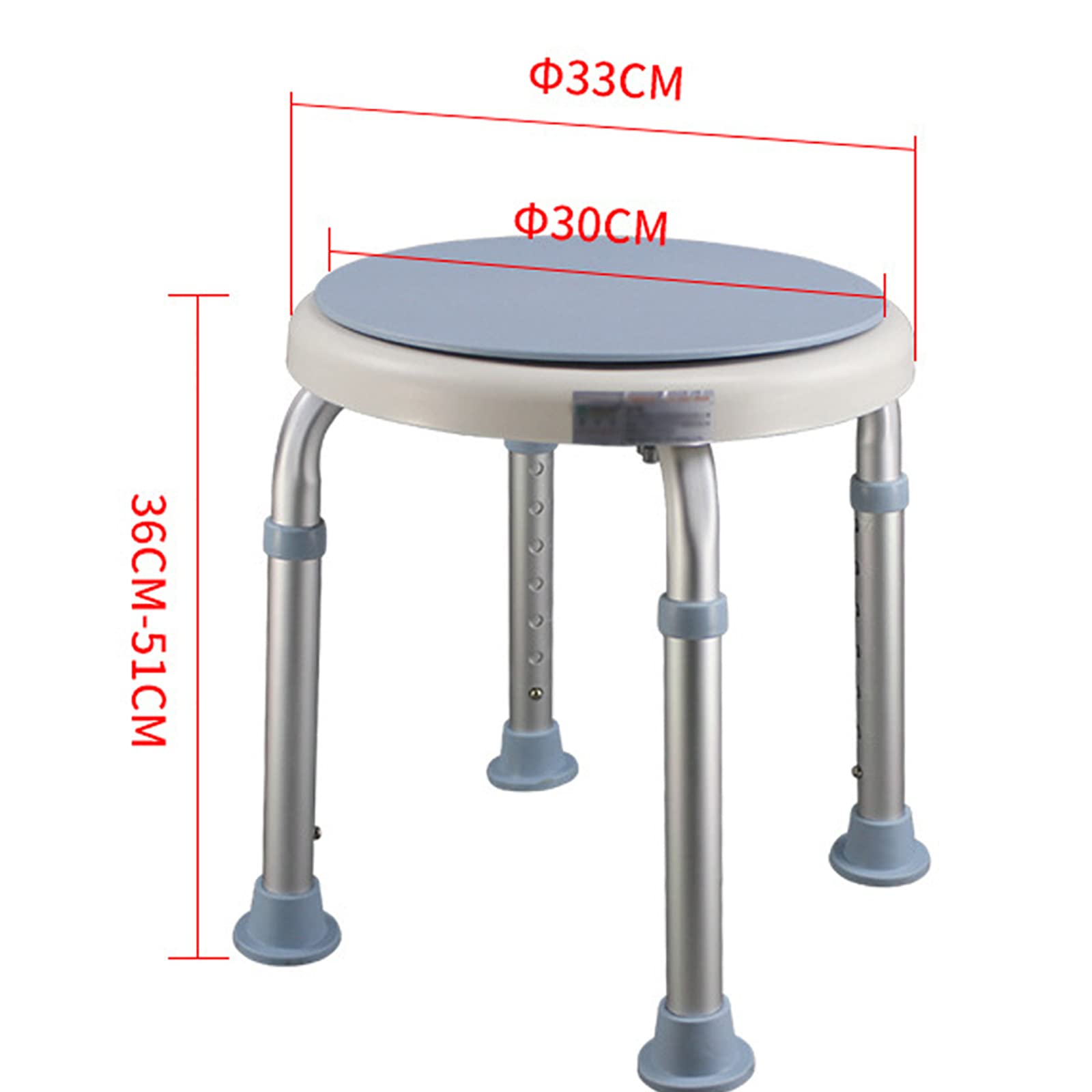 Asiento de Ducha, Silla de Ducha Redonda giratoria de 360 ​​°, Asientos de Ducha de bañera Ajustables en Altura de 7 Posiciones, para Ancianos, Mujeres Embarazadas, discapacitados