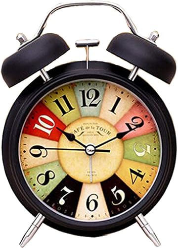 Reloj de escritorio creativo de cuarzo de 6 pulgadas, 3D, dos campanas, diseño moderno, silencioso, sin tictac, analógico, para niños, con luz