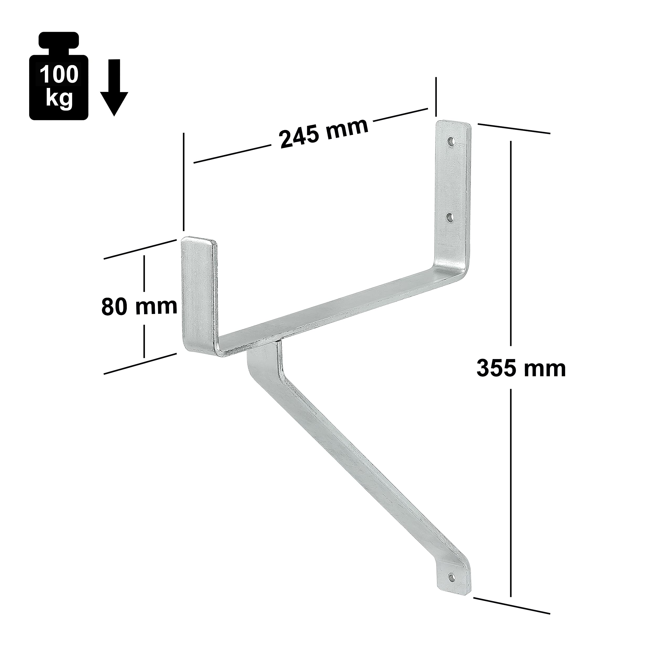 VORMANN Ganci per carichi pesanti, ganci da parete (355 x 245 x 80 mm), set da 2 pezzi, zincati