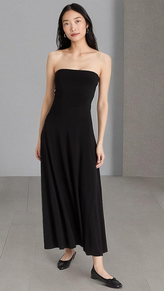 Norma Kamali Women's Strapless Flared Dress to Midcalf