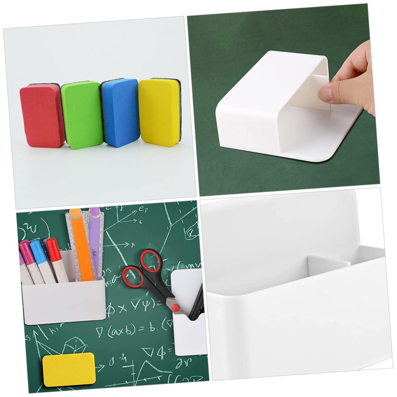 DOITOOL 4 Set Supporto Magnetico per e Cancellini per Lavagna Organizer Scrivania Materiale Resistente e Antigraffio per Casa e Ufficio