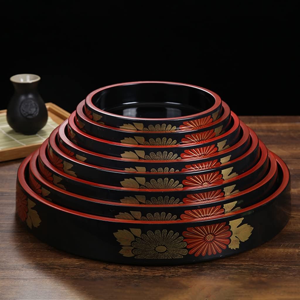 丸型寿司皿セット ドライアイス プラスチックトレイ 冷たいディップ皿 分子料理皿 専門ホテル用品,Black-26.6cm