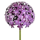 Marque: L'Héritier Du Temps L\'Héritier Du Temps Fleur d\'Allium sur Tige Décoration Florale pour Jardin Massif ou Pot de Fleur en Acier Coloré Vert et Violet 20x20x116cm