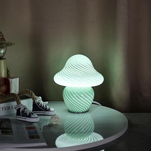 Miniatura 5 de XYQXYQ Elegante lámpara translúcida de hongos lámpara de mesa de cristal con luz nocturna LED ajustable, ideal para dormitorio, mesita de noche,