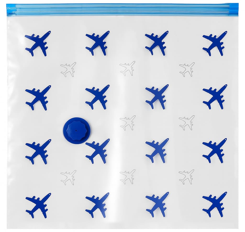 Lavatelli - Set 2 Sacchetti Sottovuoto da Viaggio 40x45 cm, Compatibili con Zaino Ryanair 40x30x20 e Bagaglio a Mano, Sacchi Salvaspazio con Valvola Universale, Accessorio Travel per Voli Low Cost