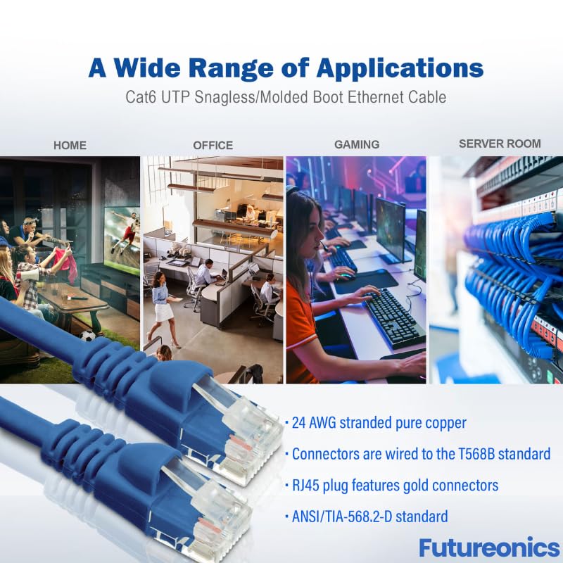Cable Ethernet Cat 6 100 pies azul UTP pack 10 miniatura 5