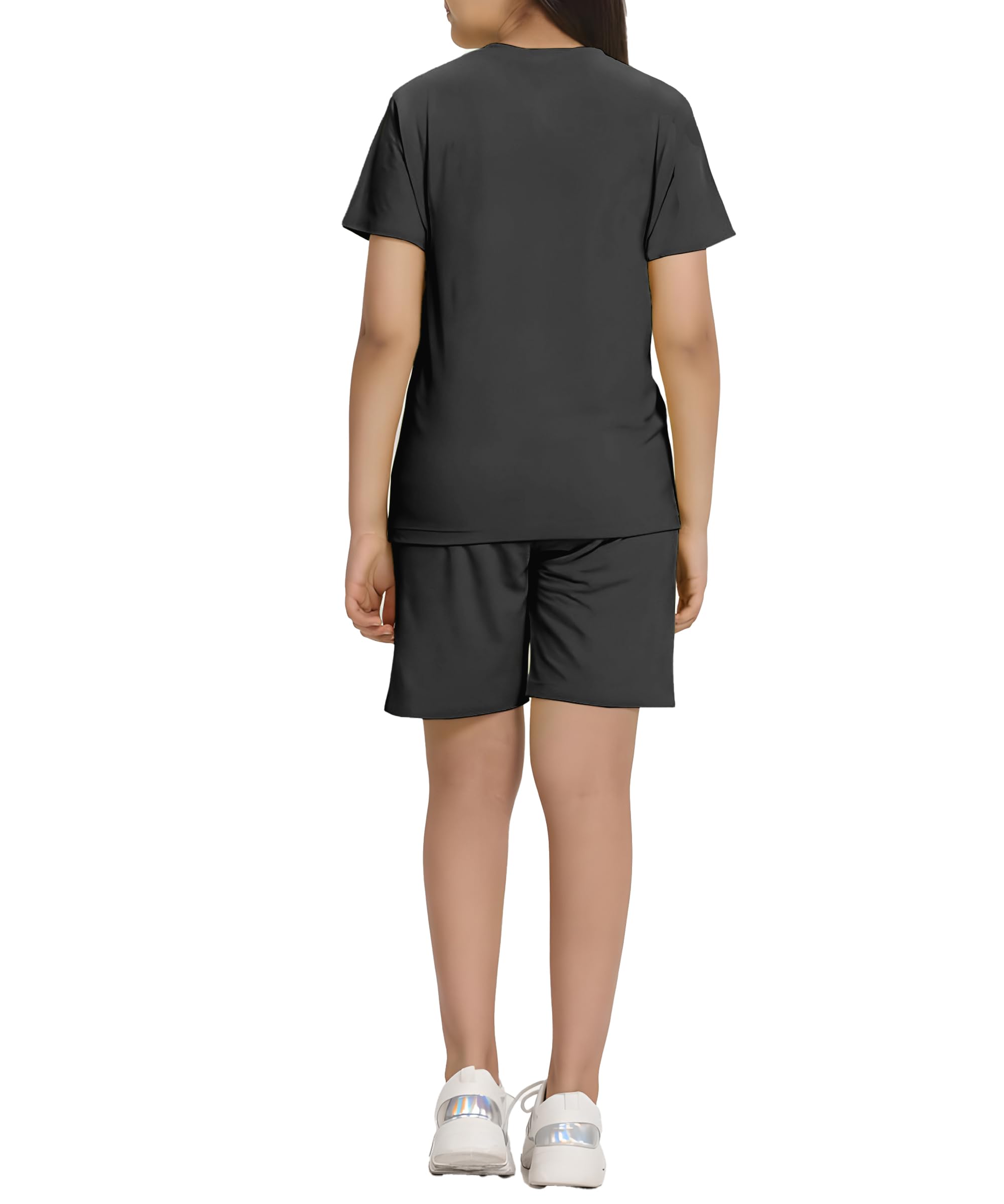 KYDA KIDS® Co-ords zestaw odzieży dla dziewcząt, 100% bawełna, bio-pranie, koszulka i szorty z nadrukiem, wysokiej jakości, miękki i oddychający, na lato, swobodny, wygodny, strój dla dziewczynek