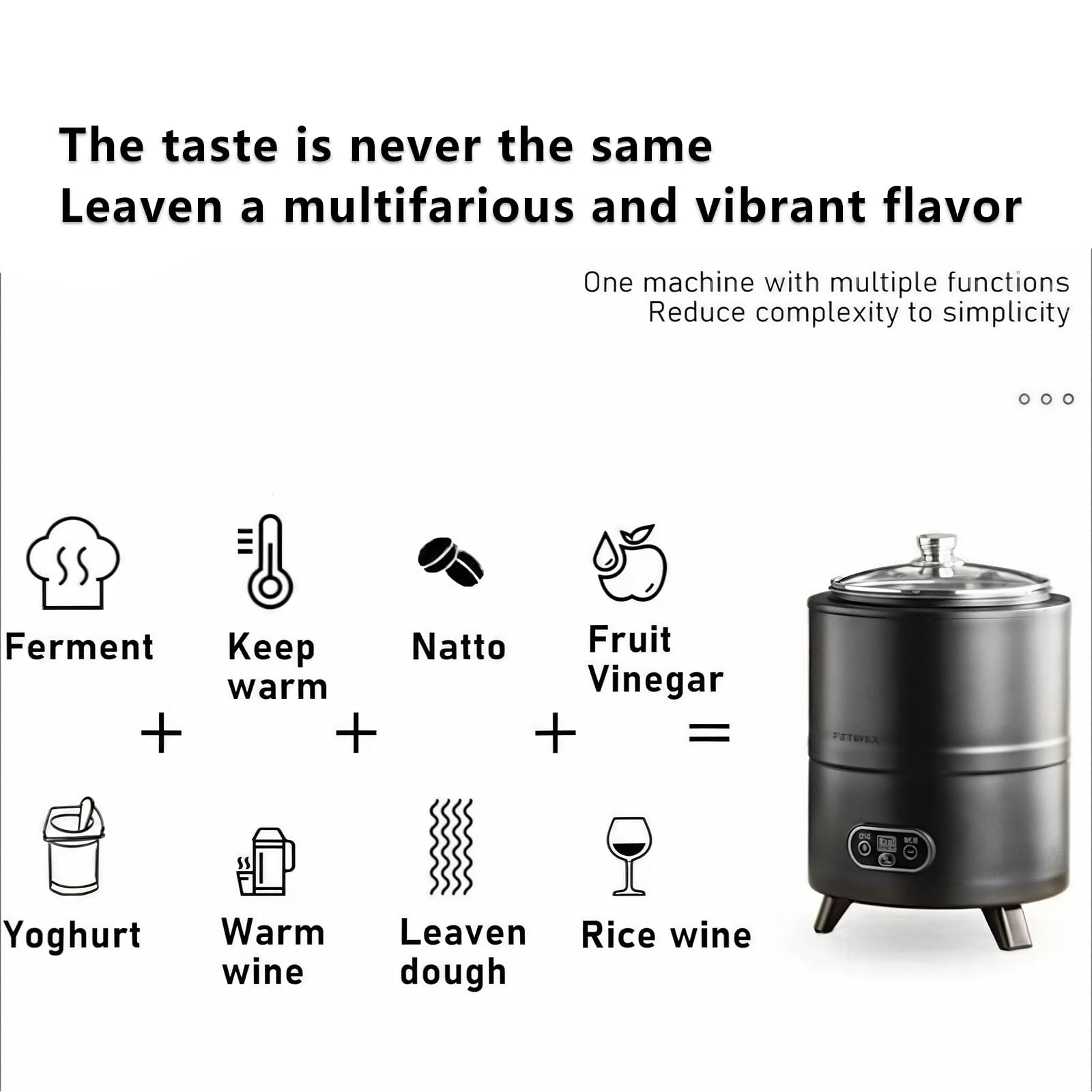 Fermentador de cocina multifuncional para yogur casero, vino de arroz y vinagre de frutas con control de temperatura, acero inoxidable de grado alimenticio XL