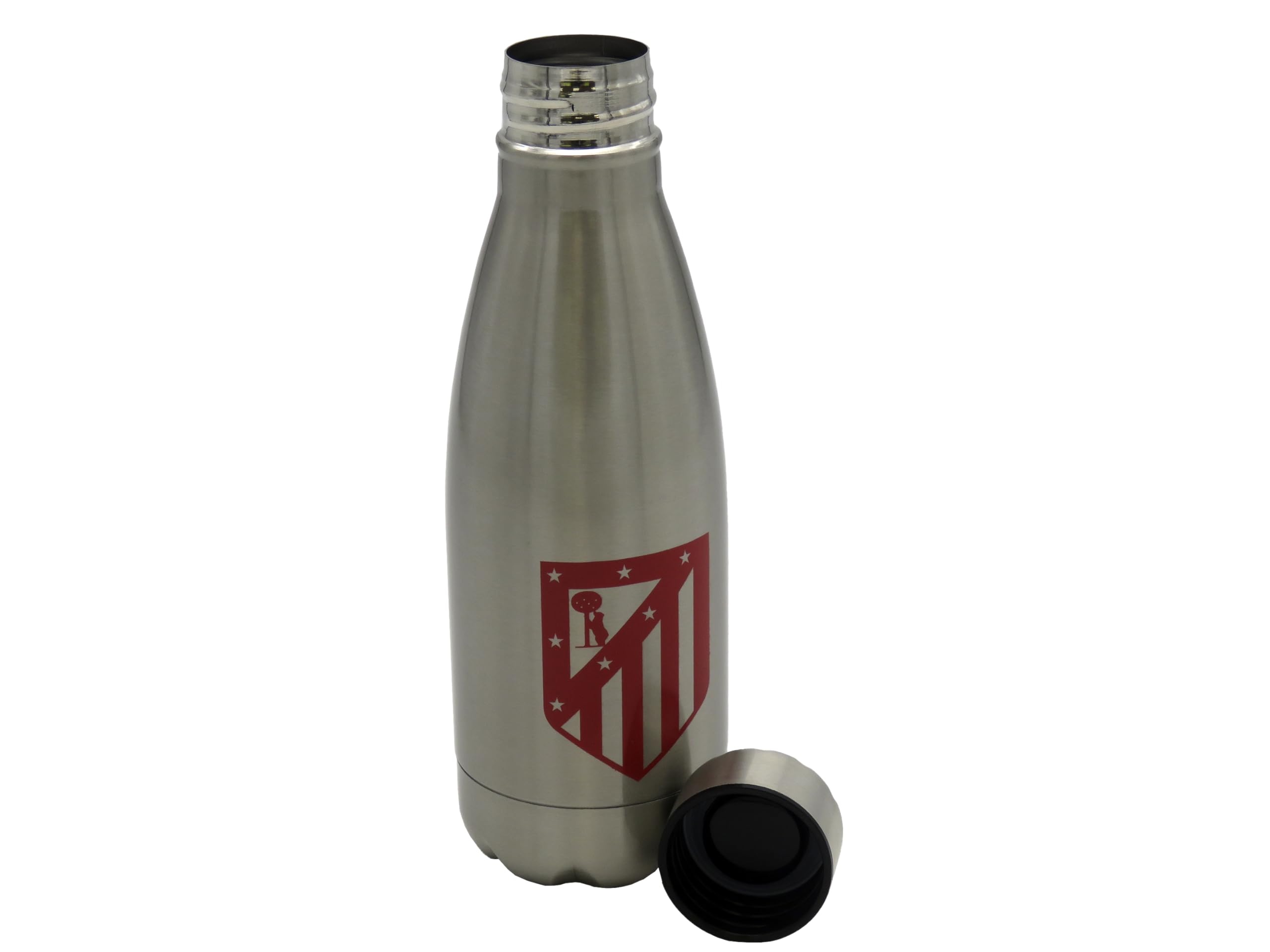CyP Brands - Atletico di Madrid, bottiglia, bottiglia d'acqua, tanica, borraccia color acciaio, prodotto ufficiale